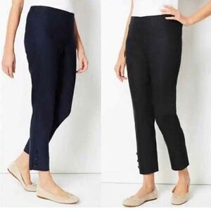 J Jill Linen Navy Pants with Ankle Button Detail size XL Tall
